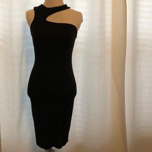 Black stretchy midi cut out dress